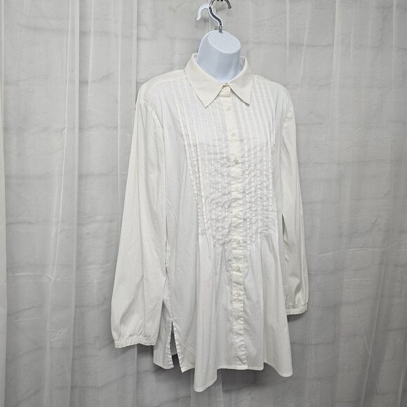 Repeat The Blouse Off White Pintuck Tunic Blouse Cottagecore Prairie Boho XL - Picture 5 of 11